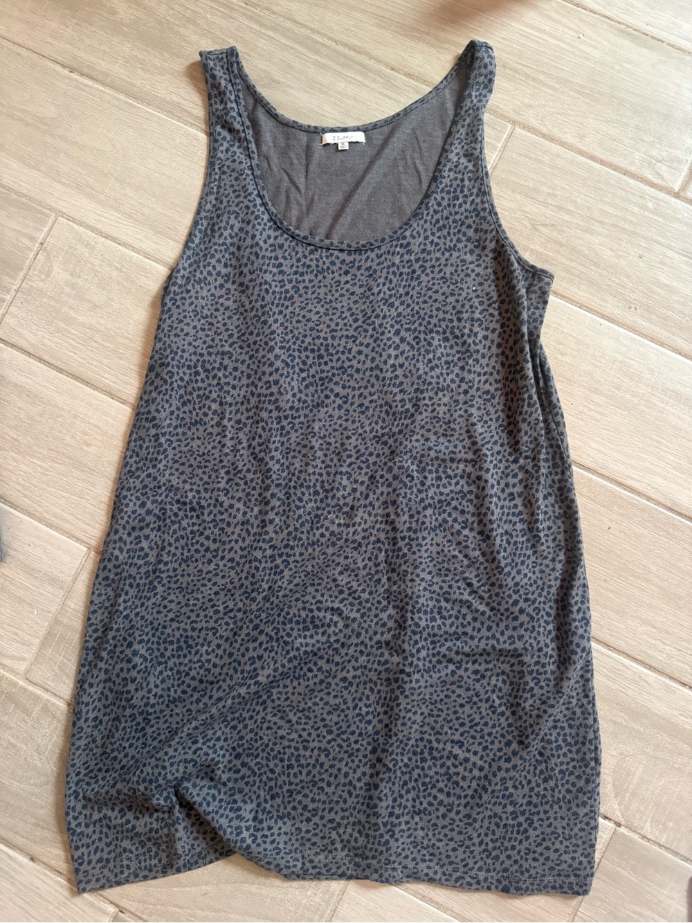 Z Supply Charcoal Grey Leopard-Print Scoop Tank Dress